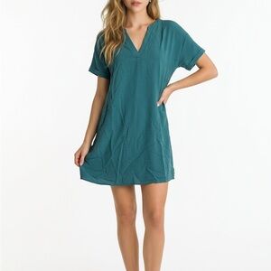 Teal V-Neck Cover-Up Dress - Women Swim